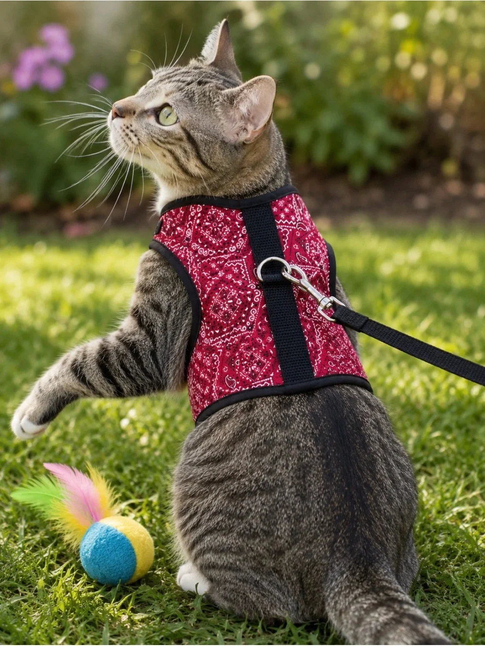 Kitty Holster Cat Harness Red Bandana Print - Size S/M